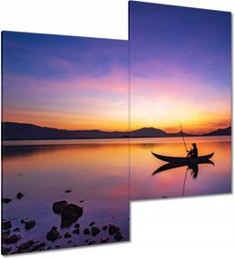 Vászonkép 60x60 Esti horgászat naplementekor