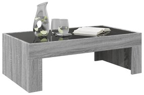Szürke sonoma végtelen hatású LED-es dohányzóasztal 90x50x30 cm