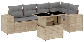 6 részes bézs polyrattan kerti ülőgarnitúra párnával