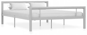 Szürke és fehér fém ágykeret 140 x 200 cm