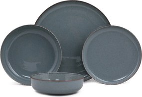 Tányérkészlet porcelán, kék, 24 darabos