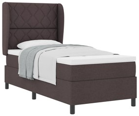 Boxspring Ágy Mattal Sötétbarna Színben, 90x200 cm, Anyag