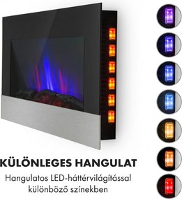 Klarstein Basel Baseline elektromos kandalló 2000 W, 2 fűtési fokozat, 7 szín, üveg