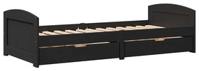 Napozóágy 2 fiókkal matrac nélkül IRUN Fekete 90x200 cm