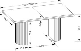 Bolero bővíthető étkezőasztal fekete 160-250cm