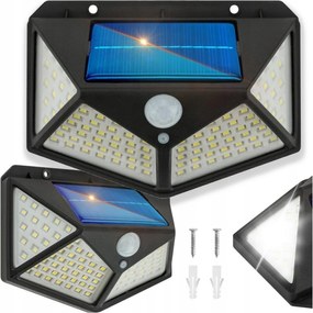 Napelemes Lámpa Mozgás- És Szürkületérzékelő 100 Led Erős Fény