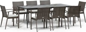 vidaXL 9 részes polyrattan és acél kerti étkezőgarnitúra párnával