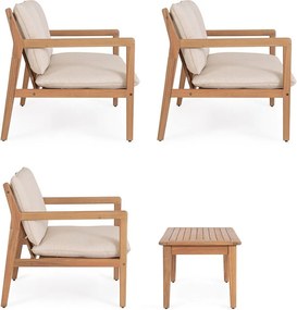 Natúr színű akácfa négyszemélyes kerti lounge szett Danubio – Bizzotto