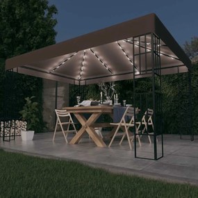tópszínű pavilon LED fényfüzérrel 4 x 3 m