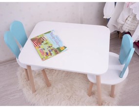 Gyerekasztal székekkel Bunny Two Chair Set - Baby Blue, White
