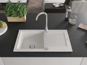 Mexen Pablo - gránit mosogató 75,2x43,6 cm, 1 kamrás, fehér, 6510751010-20