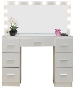 Nagy öltözőasztal fehér, világítással 80 x 40 x 110cm