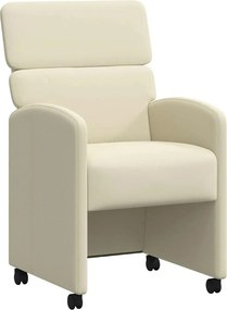 vidaXL Kerekes Étkező Székek 2 pcs Krém 58 x 65 x 98 cm Műbőr