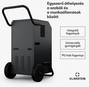 Klarstein DuraDry 70L páramentesítő, 70 l/nap, 90-140 m², rozsdamentes acél, mobil, 450 m³/h