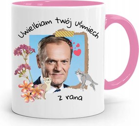 Donald Tusk Rózsaszín Bögre Platform Ajándék fényképes nyomtatással
