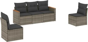 vidaXL 5 részes szürke polyrattan kerti ülőgarnitúra párnákkal