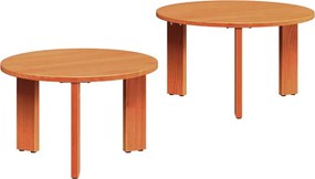 vidaXL Dohányzóasztal 2 pcs Faggyú barna Tömör fenyőfa