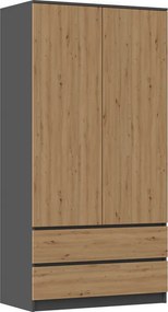SS-90 gardróbszekrény, antracit-tölgy