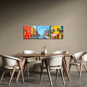 Kép - Burano sziget, Velence, Olaszország (órával) (90x30 cm)