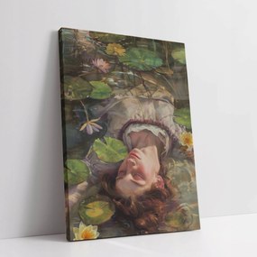 Vászonkép Nő a tóban virágok tavirózsa a nappaliba 60x80