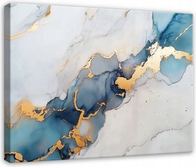 Vászonkép Absztrakt Márvány Kék Arany Hálószoba Nappali Vászon 40x30