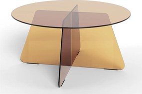 Barna üveg kerek dohányzóasztal ø 80 cm Samos – Actona