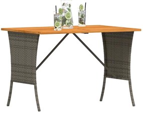 szürke polyrattan akácfa lapos kerti asztal 105x75x72 cm