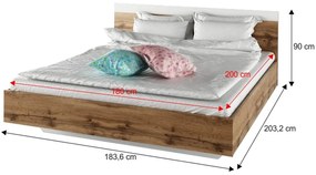 Hálószoba bútor (Ágy 180x200 cm) Gaila New (szonoma tölgy + fehér). 1064620