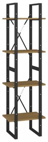 négyszintes barna tömör fenyőfa könyvszekrény 40 x 30 x 140 cm