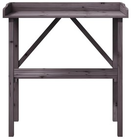 szürke tömör fenyőfa növénytartó asztal polccal 78x38x82,5 cm