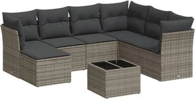 vidaXL 8 részes szürke polyrattan kerti ülőgarnitúra párnákkal