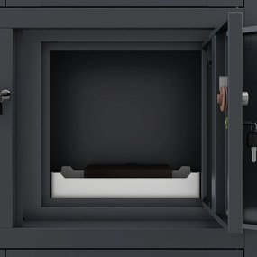 Fém iratszekrény széffel, vitrinnel és fiókokkal FILIP, 900 x 1850 x 400 mm, antracit