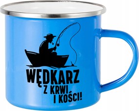 Acél Bögre Zománcozott Kék 250ml Horgász Vér és Csont Csónak Minták