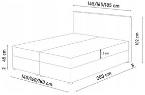 LEMON boxspring kárpitozott ágy, 180x200, itaka 14/kék