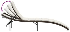 2 db barna polyrattan napozóágy párnával