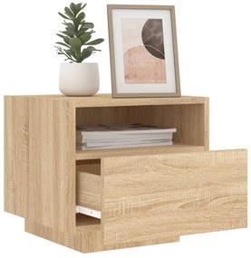 2 db sonoma tölgy színű éjjeliszekrény LED-ekkel 40x39x37 cm
