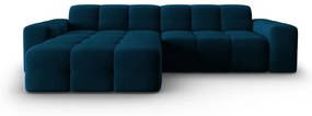 Sötétkék bársony sarokkanapé (bal oldali) Kendal – Micadoni Home