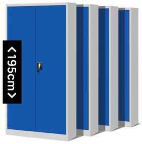 Set 4x fém iratszekrény JAN H, 900 x 1950 x 400 mm, szürke-kék