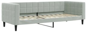 világosszürke bársony kanapéágy matraccal 90 x 200 cm