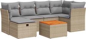 vidaXL 7 részes bézs polyrattan kerti ülőgarnitúra párnákkal