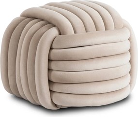 Fonott puff krém színben, bársony kárpittal, MAGMA