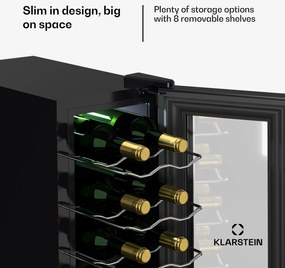 Klarstein Shiraz 18 Slim Uno, borhűtő, 18 palack, 5 - 18 °C, érintésvezérlés