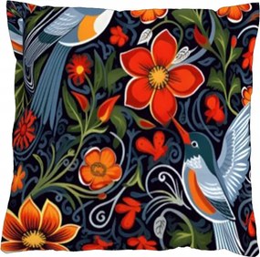 Párnahuzat 40x40 cipzáras velúr Madarak és virágok