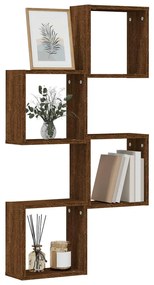 4 db barna tölgy színű fali kockapolc 30 x 15 x 30 cm