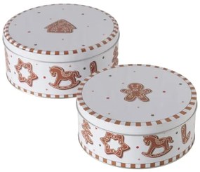 Karácsonyi kerek fémdoboz 2 db szett mézeskalács