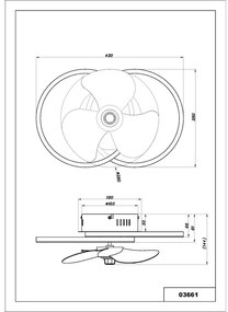 Globo Karen 03661 távirányítós mennyezeti ventilátoros lámpa, 24W LED, 2700K-6500K, 28-490 lm