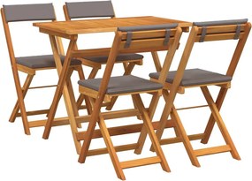 vidaXL Bisztró készlet párnával 5 pcs Olaj Természetes Tömör Akácfa