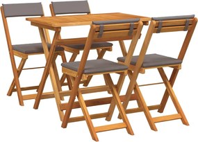 vidaXL Bisztró készlet párnával 5 pcs Olaj Természetes Tömör Akácfa