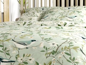 Pamut ágynemű FLORIBIRD POLY zöld Ágyneműhuzat mérete: 70 x 90 cm | 140 x 200 cm