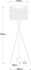 Globo 15229S1 Állólámpa textil, fekete-arany, kábel 1,8 m, Schalter, ø: 620, H:1580, exkl. 1xE27 60W 230V